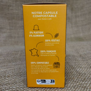 20 capsules Nespresso© compostables café bio BRESIL