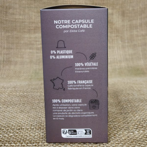 20 capsules Nespresso© compostables café bio RISTRETTO